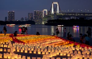 The annual Umi no Akari (light of sea) festival at Odaiba Seaside Park in Tokyo, Japan