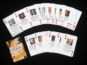 'Regime change begins at home', set of cards.