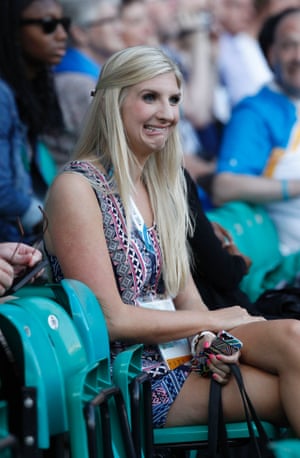 Olympic medalist Rebecca Adlington looks nervous as she watches the opening ceremony 