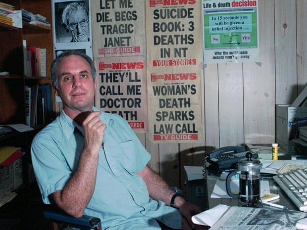 Dr Philip Nitschke in his office in Coolalinga, Northern Territory in 1997.