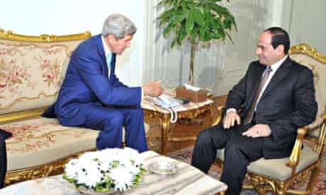 John Kerry meets Egypt's president, Abdel Fatah al-Sisi