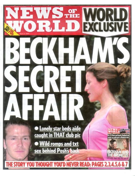 News of the World from April 2004 with the story about David Beckham's alleged affair with Rebecca Loos.