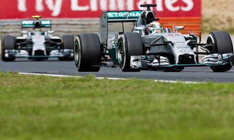 Lewis Hamilton leads Nico Rosberg during the Hungarian Grand Prix.