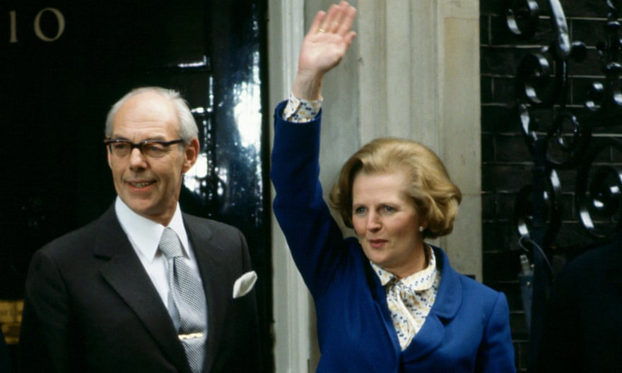 Margaret Thatcher waves to well-wishers outside 10 Downing Street following her election victory, on 4 May 1979.