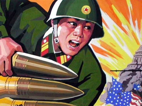 A North Korean propaganda poster depicting the country's military power.