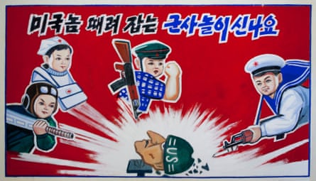 An anti-US military propaganda poster in Pyongyang, North Korea.