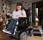 Michaela Hollywood, born with spinal muscular atrophy, in her wheelchair