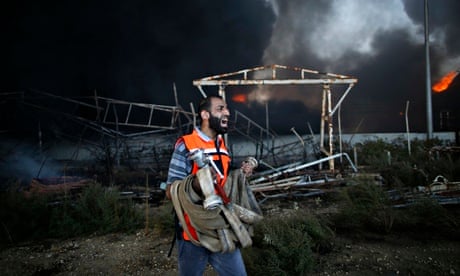 Palestinian firefighter at Gaza power plant