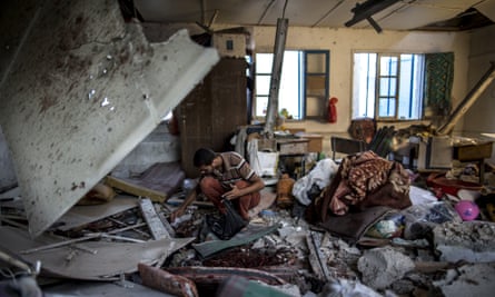Aftermath of the strike on a UN school in Gaza City.