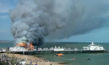 A large fire engulfs the Ocean Suite Wedding Venue on the Eastbourne pier.