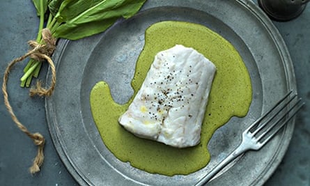 Jeremy Lee's hake with herb sauce