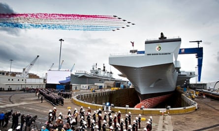 Red Arrow flypast at HMS Queen Elizabeth naming 