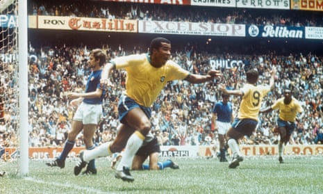 Jairzinho scoring in the 1970 World Cup final