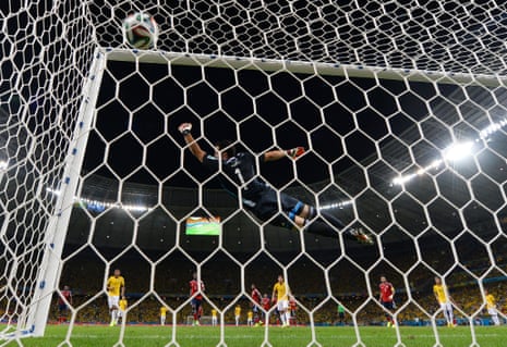 David Luiz of Brazil scores a stunning free-kick.
