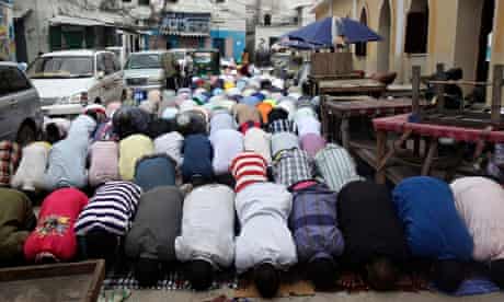 Muslims at Friday prayers during Ramadan in Mogadishu.