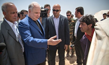 Ahmad Chalabi visiting a refugee camp in Mosul