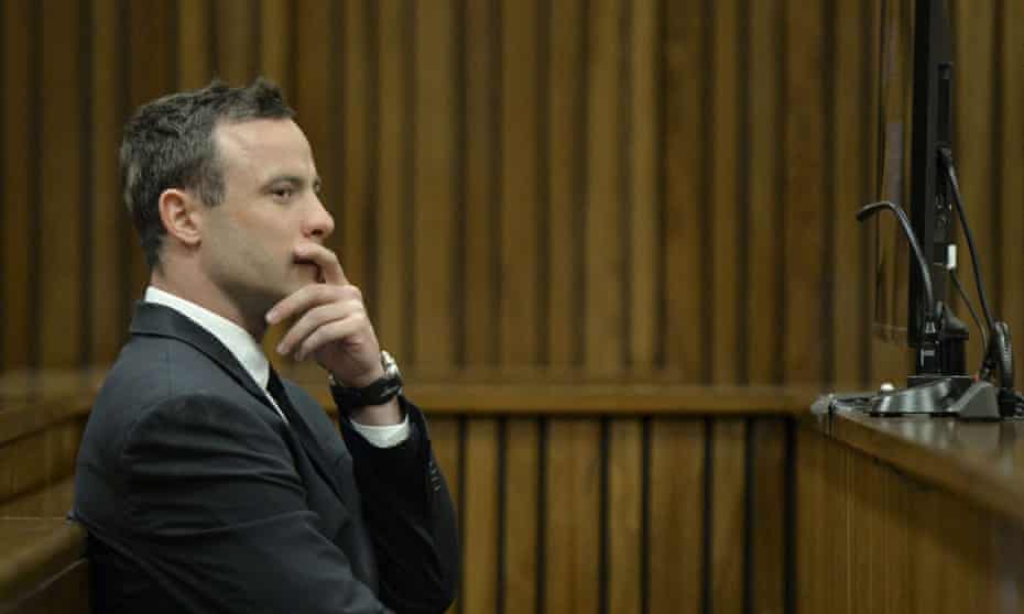 South African Paralympic champion Oscar Pistorius sits in the courtroom during day 37 of his trial at the high court in Pretoria, South Africa, on 3 July 2014.