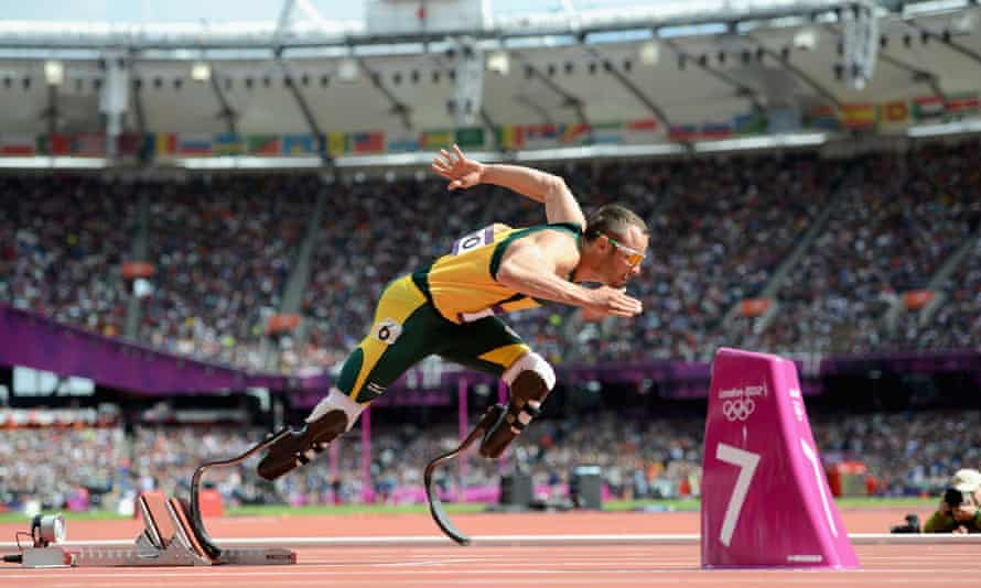 Oscar Pistorius competes in the Men's 400m Round 1 heat on Day 8 of the 2012 London Olympic Games at the Olympic Stadium in London.