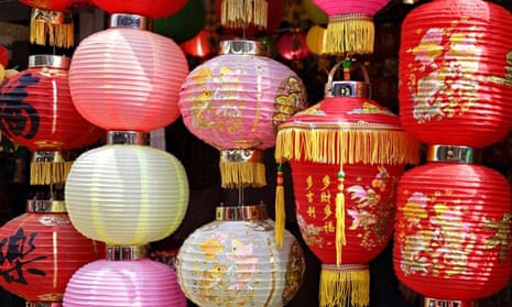 Chinese lanterns in street market, Stanley, HK