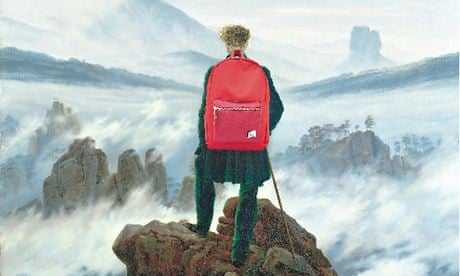 Wanderer Above the Sea of Fog by Caspar David Friedrich, (with a stylish Herschel backpack)