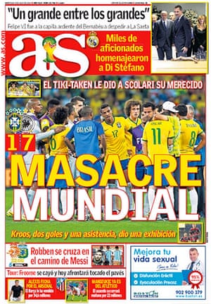 International Front Pages: 'World Cup Massacre' from AS, Spain