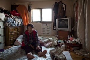 Luo In-soon, aged 72, inside her home. Most of the elderly relatives live without any form of state assistance.