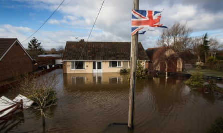 Flooding in the town of Northmoor Green (Moorland), where almost all residents have now been evacuated, Somerset, 10 February 2014