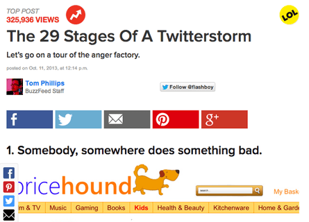 Screenshot of BuzzFeed's article 'The 29 Stages Of A Twitterstorm'