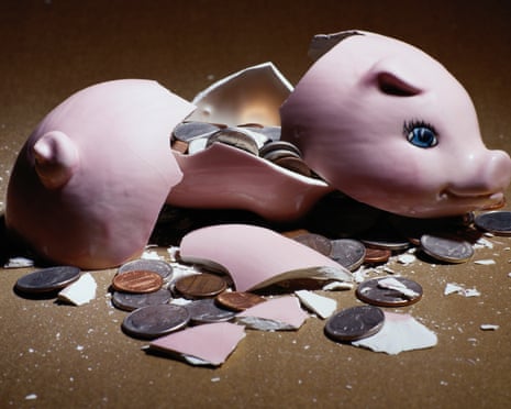 US Money broken piggy bank bully