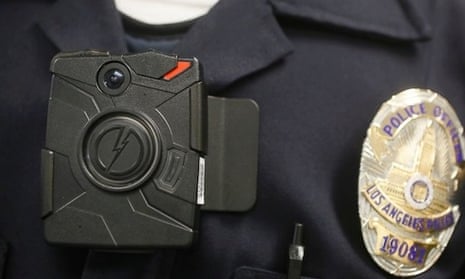A body-worn camera on an LAPD officer