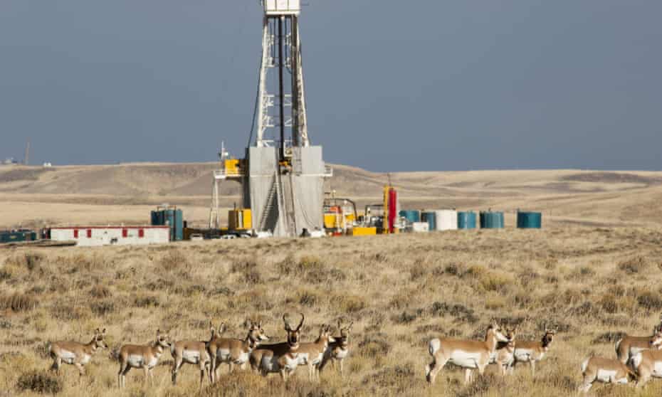 The Pinedale area in NW Wyoming is experiencing a huge natural gas boom, 20 May 2005. There is concern that this development is threatning the pornghorn migration and winter habitat.