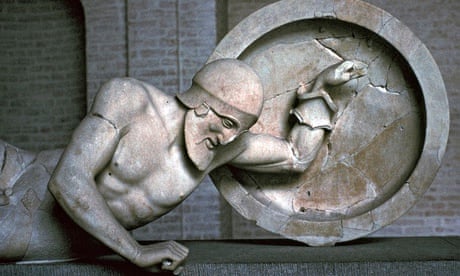 Sculpture of a fallen warrior from the Greek temple of Aphaia at Aegina, 6th century BC.