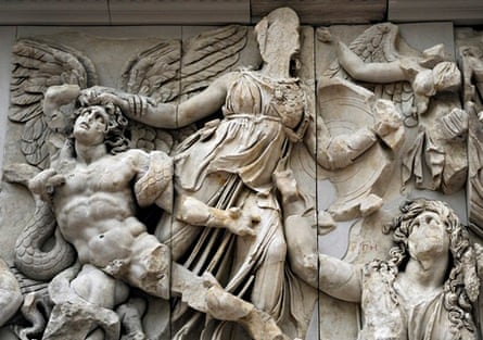 Pergamon Altar. Athena against the giant Alcyoneus.