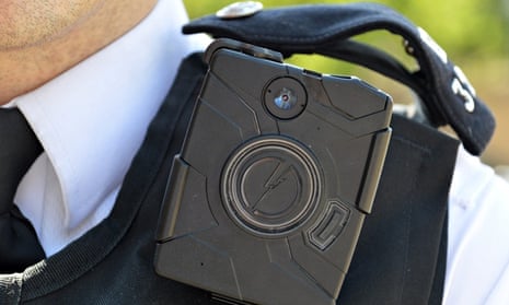 A Metropolitan police officer with a body-worn camera