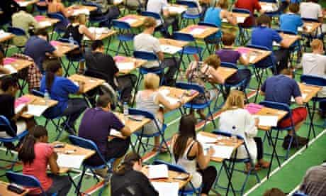 A-level students sitting an exam