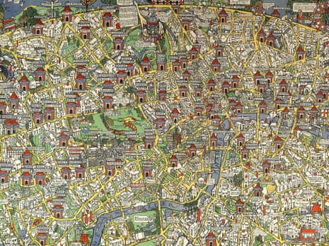Fantasy land … Detail from Max Gill's "Wonderground Map of London Town", 1914.
