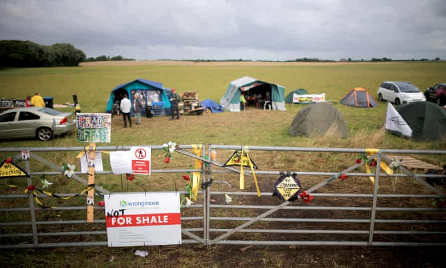 Activists arrive at an anti-fracking camp near the site of a proposed drilling rig at Westby near Blackpool on August 14, 2014 in Blackpool, England. Up to 1000 activists are expected at the camp over the weekend to attend workshops, discussions, and to protest on farmland.