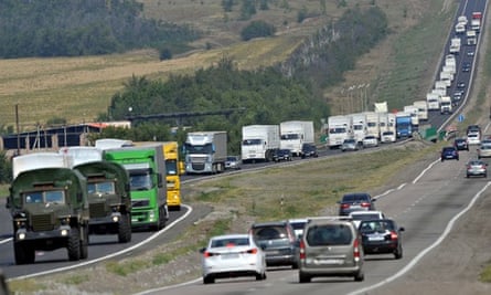 The 280-truck convoy on the road in Russia
