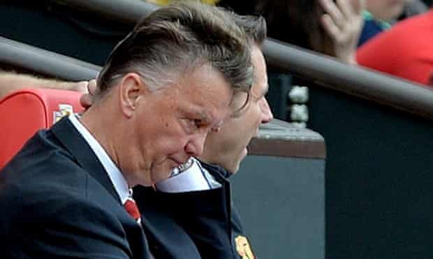 Manchester United manager Louis van Gaal watches on during the 2-1 defeat to Swansea.