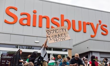 Protest against Israeli food products sold in Sainsbury's supermarket