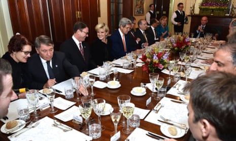 John Kerry and Chuck Hagel sit down with Julie Bishop and David Johnston