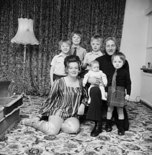 Denis Law at home with his wife Diana and their children.