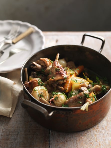 Kerridge's wild rabbit stew braised in Burton Upon Trent ale, turnips and carrots