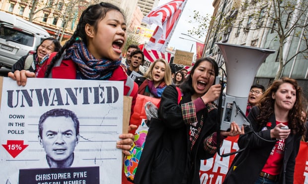 Sydney students rally and march against Abbott government's budget proposals.