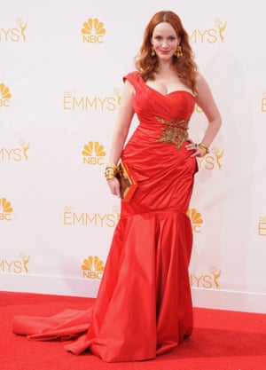 Actress Christina Hendricks arrives at the 66th Annual Primetime Emmy Awards at Nokia Theatre L.A. Live on August 25, 2014 in Los Angeles, California.