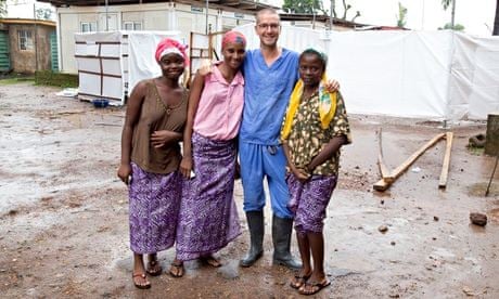 Will Pooley in Sierra Leone with local people who recovered
