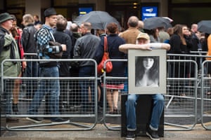 Ian, 67, from Hammersmith with his photograph of Kate Bush, outside Hammersmith Apollo. Queues outside Kate Bush concert at Hammersmith
