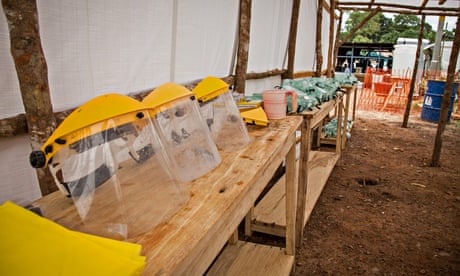 Protective equipment used by health workers in the Ebola isolation ward
