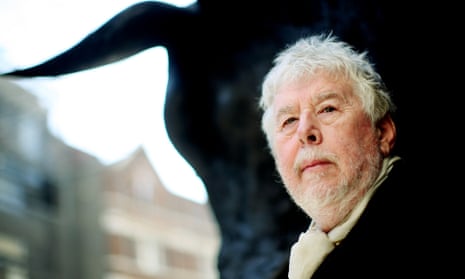 Sir Harrison Birtwistle, composer, stands by a sculpture of a minotaur by Tim Shaw at the Royal Opera House, Covent Garden, London. 8 April 2008.
