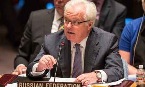 Russia's UN representative Vitaly Churkin speaks at a United Nations security council meeting on the Ukraine conflict as diplomatic battles rage.